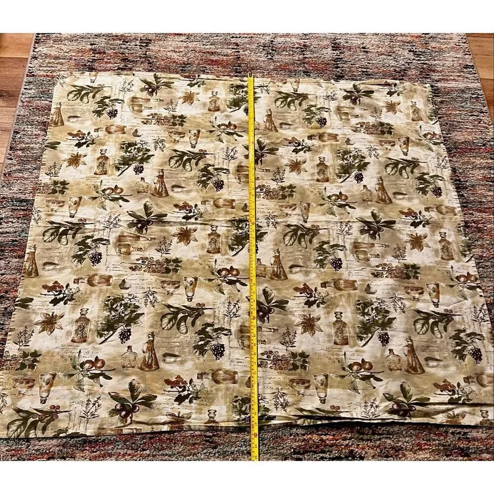 Tuscan Tablecloth Rectangular Grapes Herbs Italy Mediterranean Festive 48”x48”